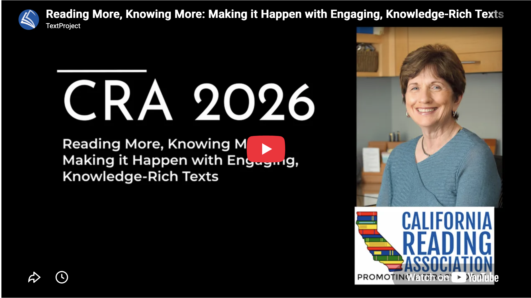 Thumbnail for video introduction to CRA 2026 Keynote: Reading More, Knowing More: Making it Happen with Engaging, Knowledge-Rich Text